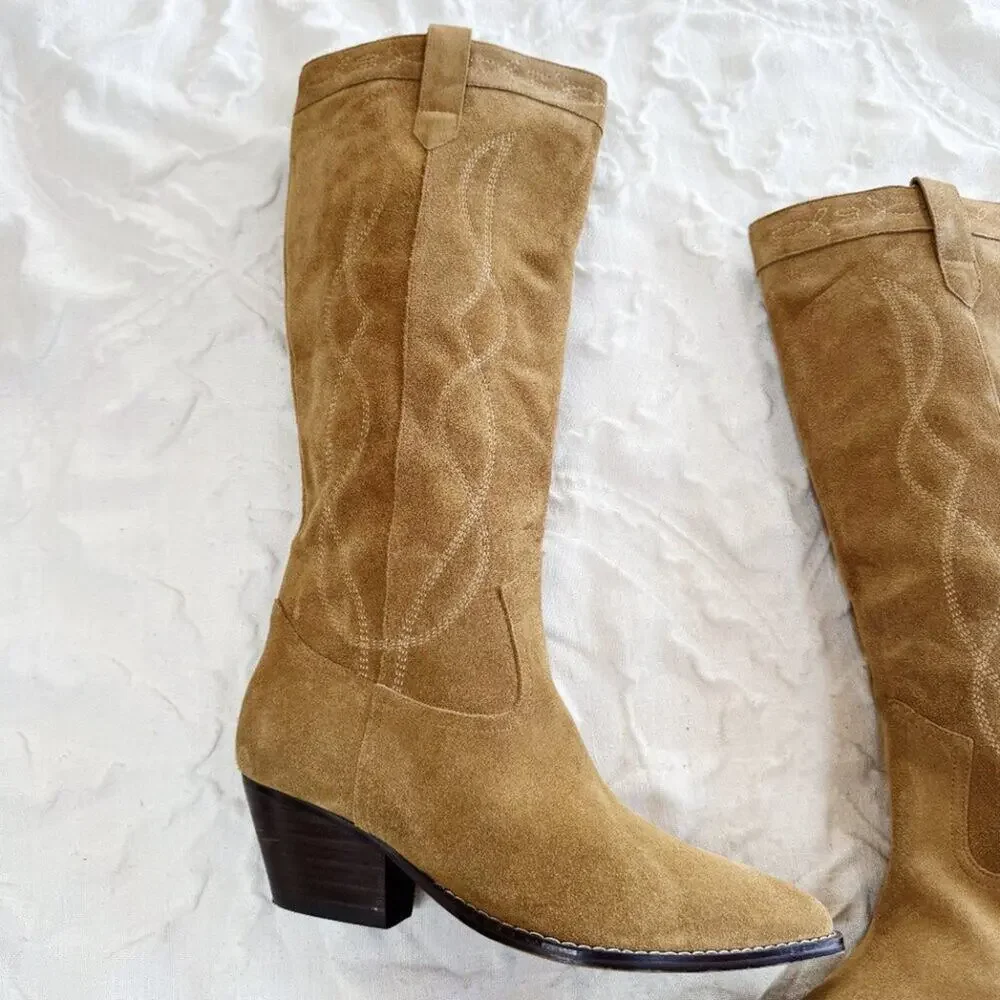 Marc Fisher Natural Edania Cowboy Boots Size 9.5 New